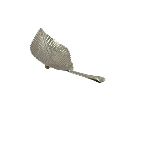 Silver Color Leaf Bowl Decor With Feet, Long - Picture 2 of 6
